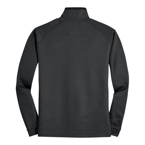 An iron gray Port Authority quarter-zip pullover sweater with black accents.