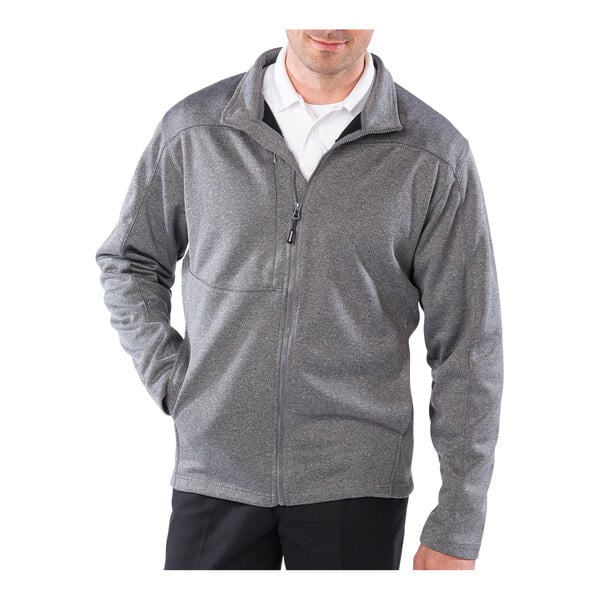 Edwards 3440 Unisex Customizable Gray Heather / Black Performance Tek Full-Zip Sweater / Jacket - Fleece