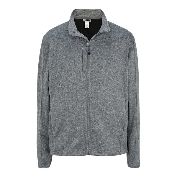 A heather grey Edwards fleece full-zip jacket with black zippers.