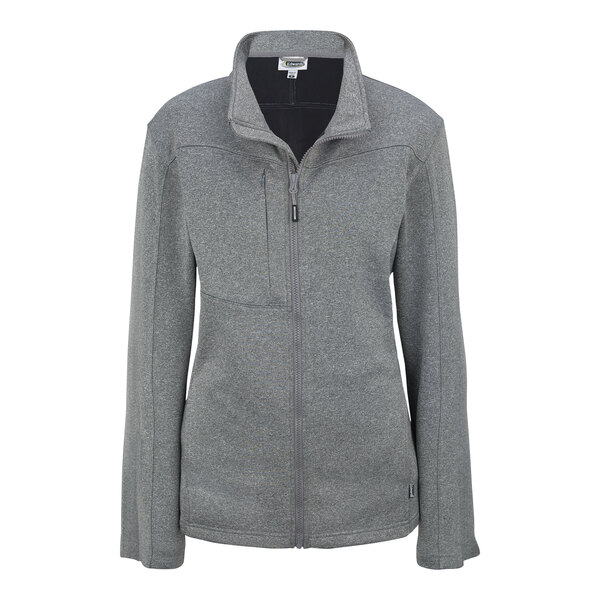 A grey Edwards fleece full-zip jacket with black zippers.