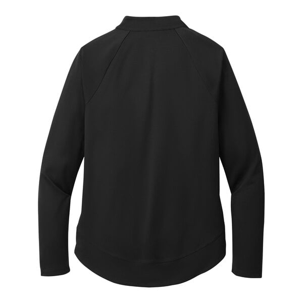 A Port Authority women's black quarter-zip sweatshirt with long sleeves.
