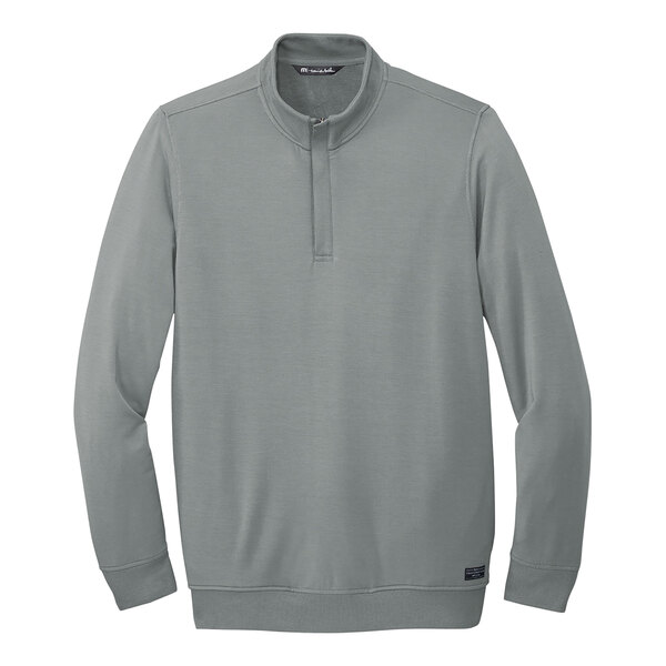 A TravisMathew unisex extra large long sleeved grey 1/4 zip pullover sweatshirt.