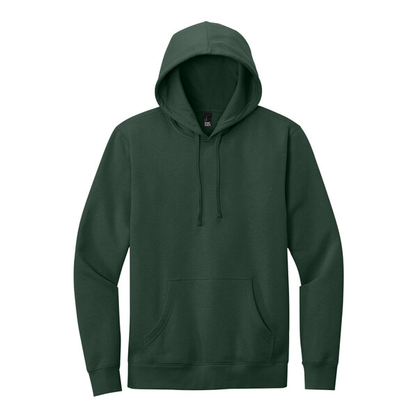 A forest green District sweatshirt hoodie.