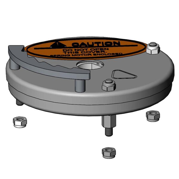 A T&S Spring Assembly Kit for a hose reel with a circular label.