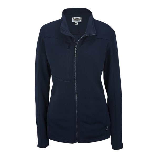 A women's navy blue Edwards fleece full-zip jacket.
