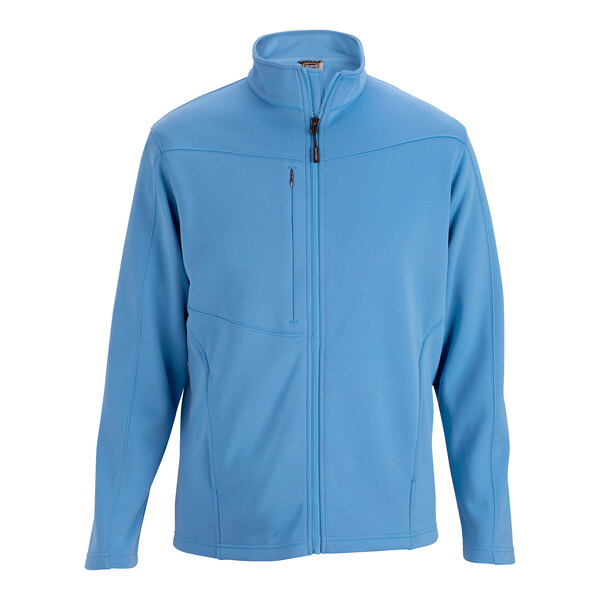 An Edwards light blue full-zip sweater jacket with a zipper.