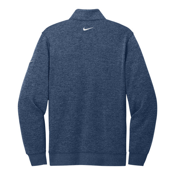 A navy Nike Dri-FIT half-zip sweater with a white Nike swoosh on it.