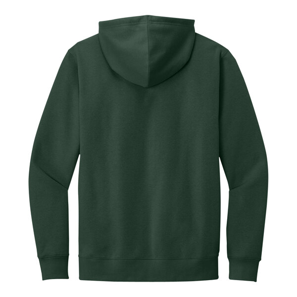 A forest green sweatshirt hoodie with a hood.