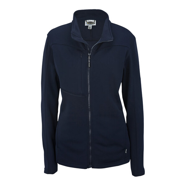 A navy blue Edwards fleece jacket with a full zipper.