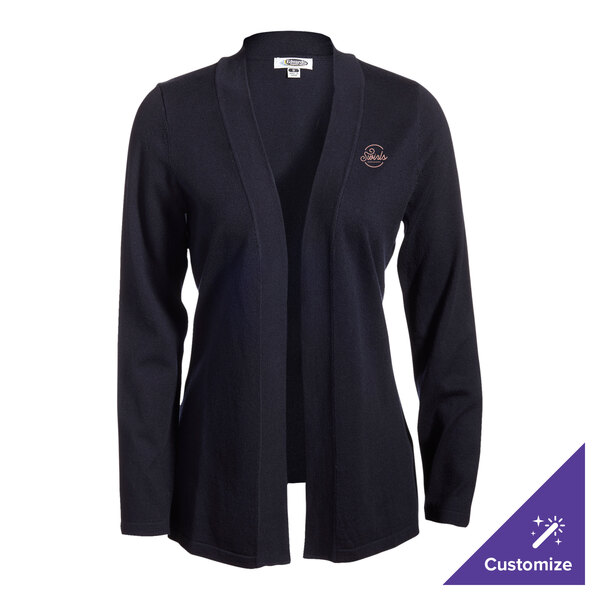 Edwards 7056 Women's Customizable Navy Shirttail Cardigan - Cotton / Acrylic / Nylon Blend - Extra Small