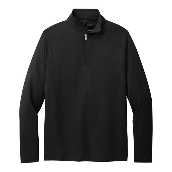 A black Port Authority 1/4 zip pullover sweatshirt.