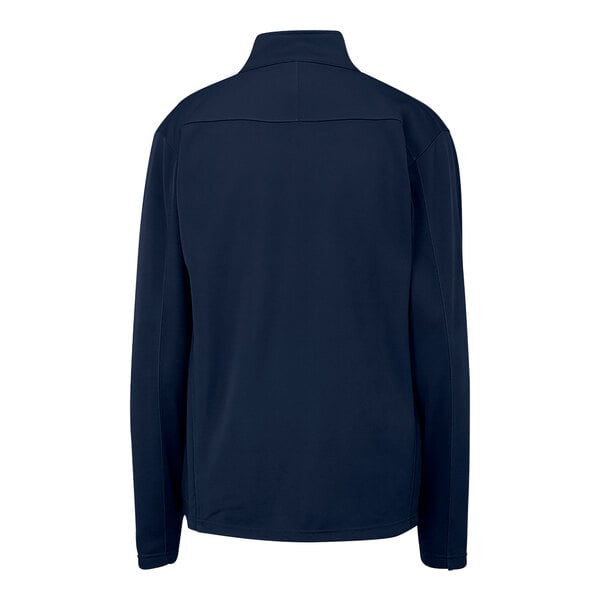 A navy blue Edwards fleece jacket with a zipper.