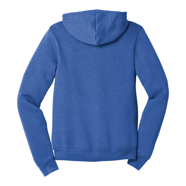 A Bella + Canvas unisex blue sponge fleece full-zip hoodie.