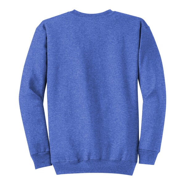 A heather royal blue Port & Company Core Fleece sweatshirt.