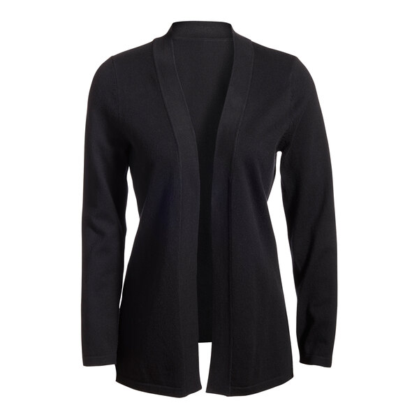 A Edwards black cardigan with long sleeves.