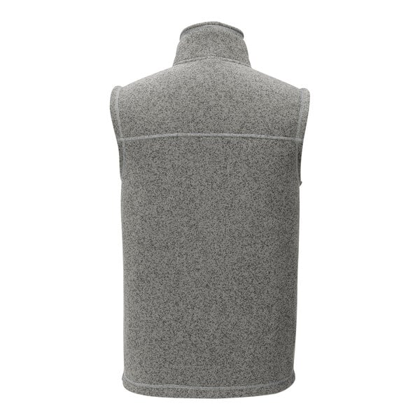 A medium gray The North Face fleece sweater vest.