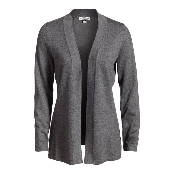 A smoke heather Edwards women's cardigan with long sleeves.