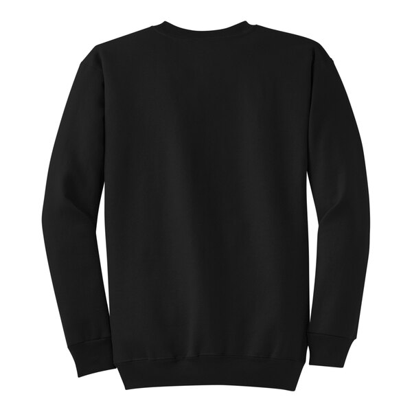 A black Port & Company sweatshirt with long sleeves.
