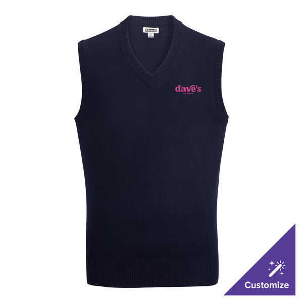 Edwards 4561 Unisex Customizable Navy Jersey Knit Vest - Acrylic - XS