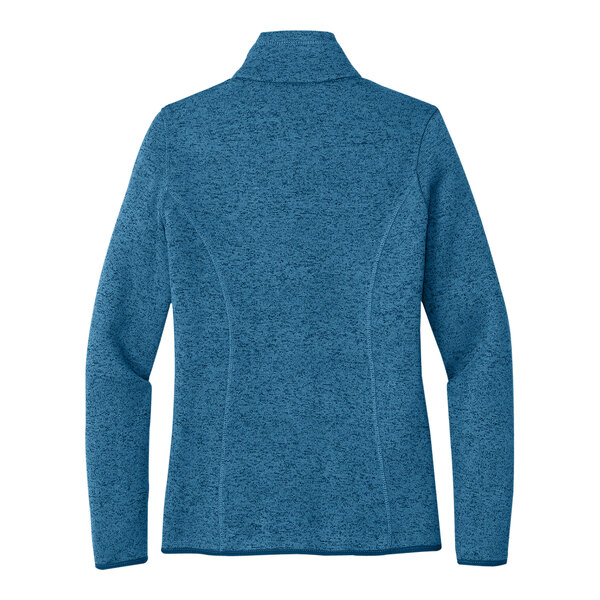 A Port Authority women's blue fleece sweater jacket.