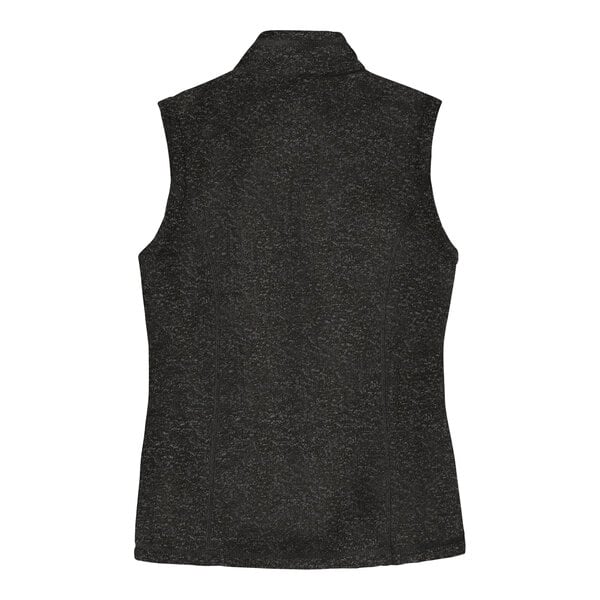 A black and grey tweed Port Authority fleece sweater vest.