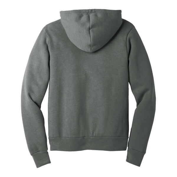 A back view of a Bella + Canvas deep heather Sponge Fleece pullover hoodie in grey.