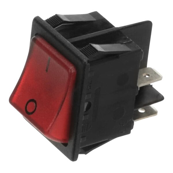 An Everest Refrigeration red On / Off rocker switch.