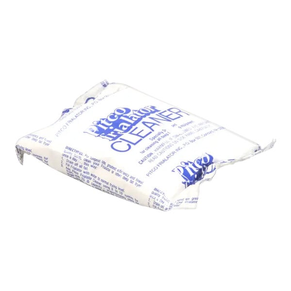 A white bag with blue text for Pitco P6071400 Deep Fryer Cleaner.