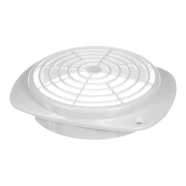 A white round fan blade guard.
