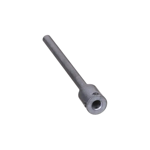 A long black metal rod with a small hole on the end.