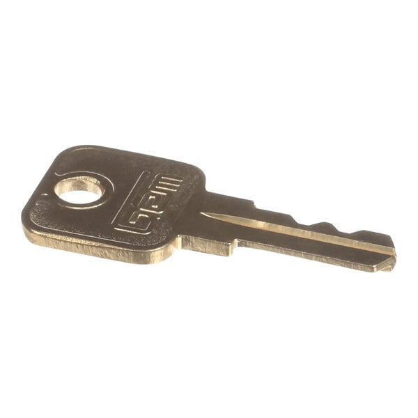 A close-up of an Everest Refrigeration door lock master key.