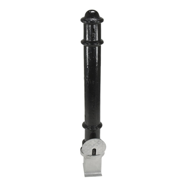 A black steel Vestil removable ornamental safety bollard with a black cap.