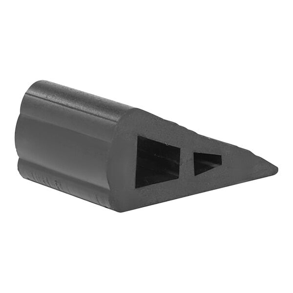 A black rubber triangular wedge with two triangular shapes.