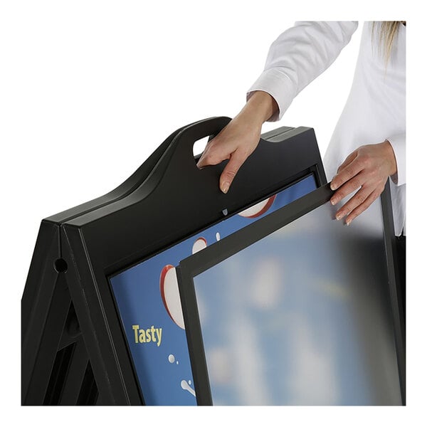 MT Displays Street SignPro 24" x 36" Black A-Frame Sign Board with Plastic Covers UPSP120024X2000