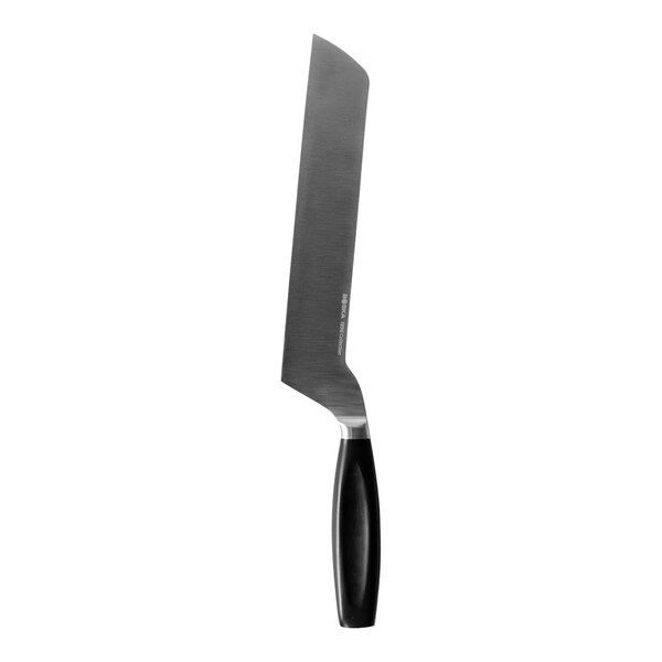 A Boska stainless steel cheese knife with a black handle.