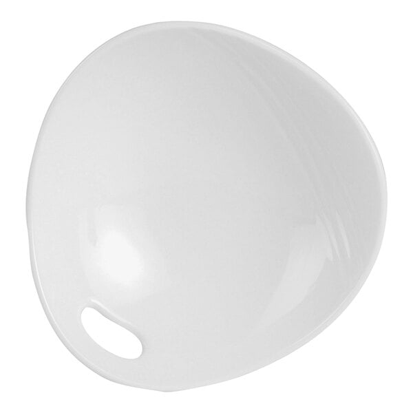 A white Steelite Distinction Organics bowl with an embossed design.