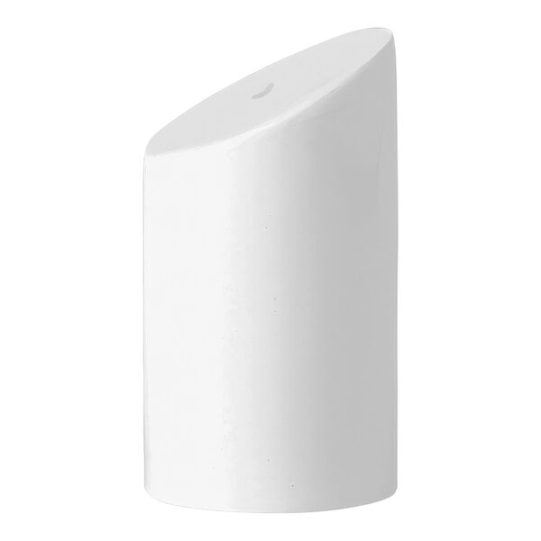 A white cylindrical Steelite pepper shaker with a round top.