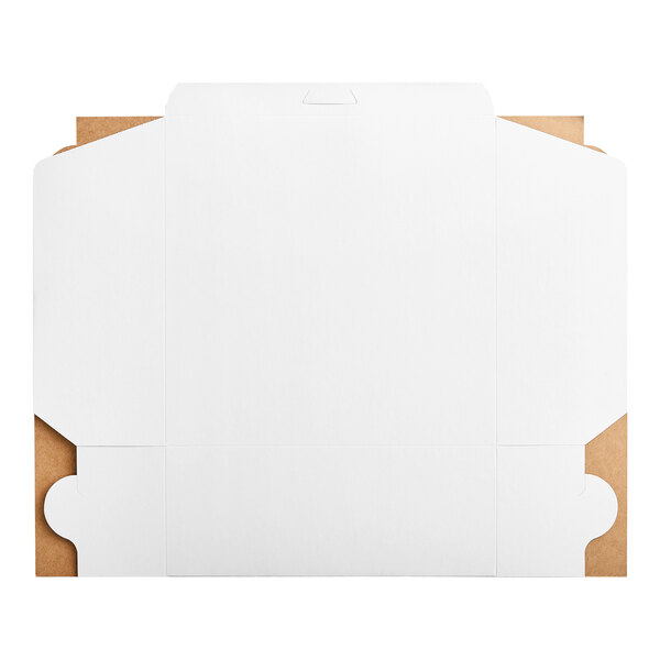 A white rectangular box with a brown cover.