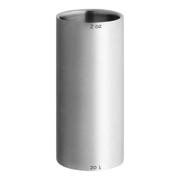A silver stainless steel cylinder with a lid.