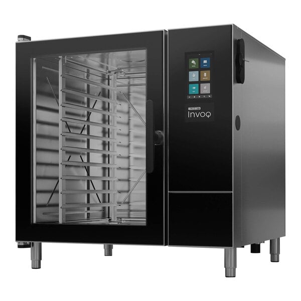 A black Blodgett Invoq electric combi oven with glass doors.