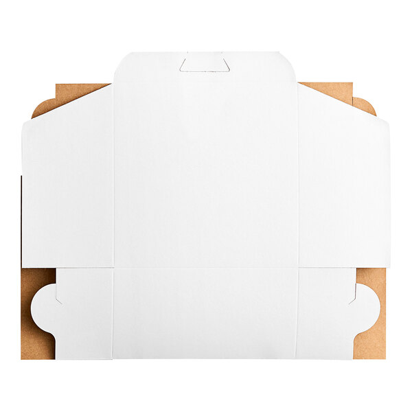 A white cardboard Southern Champion cake box with a cut out lid.