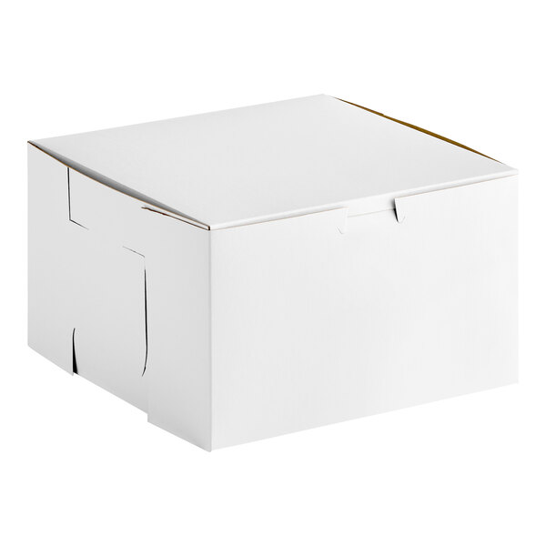 A Southern Champion white cake box with a lid.