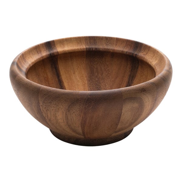 An Ironwood acacia wood bowl with a handle.