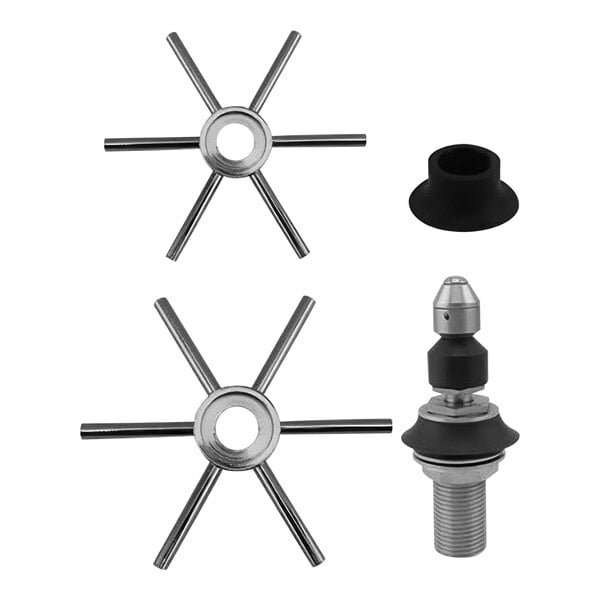 A close-up of a black and silver Rhino Coffee Gear Actuator Star and Spinjet Kit.
