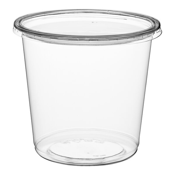 A Choice clear plastic deli container with a lid.
