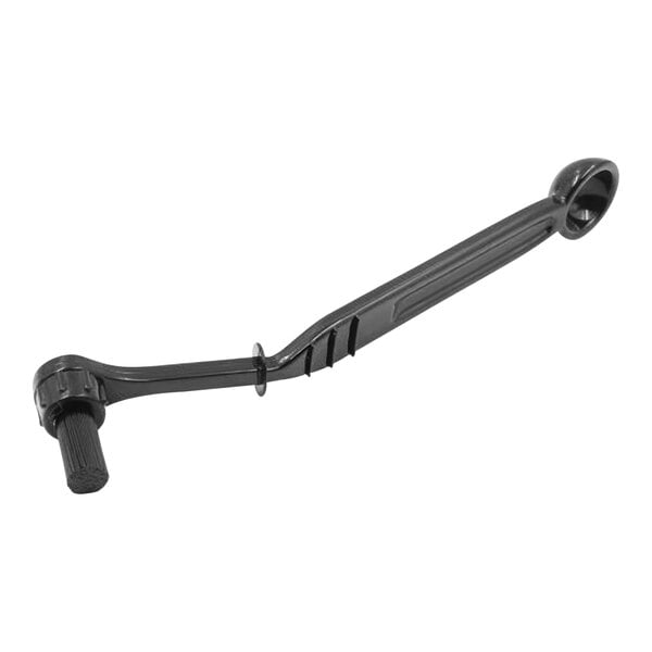 A Rhino Coffee Gear group head brush with a black handle and metal round head.