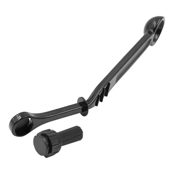 A Rhino Coffee Gear group head brush with a black handle and a small brush.