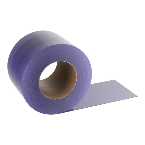 A Lavex reinforced strip door roll with purple plastic strips.