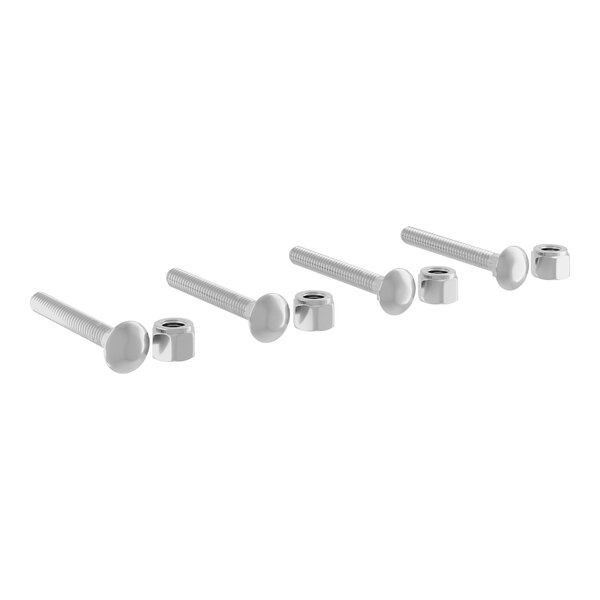 A group of stainless steel nuts and bolts.