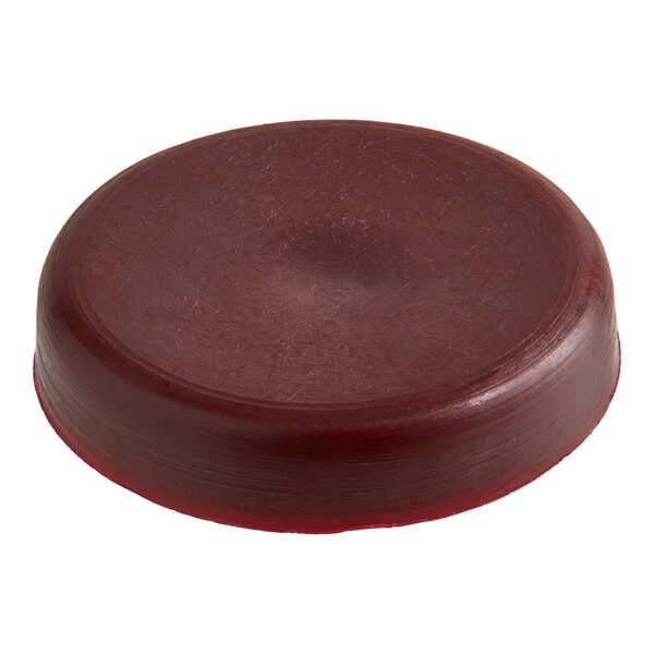 A round red screw cap for Lancaster Table & Seating resin folding chairs.